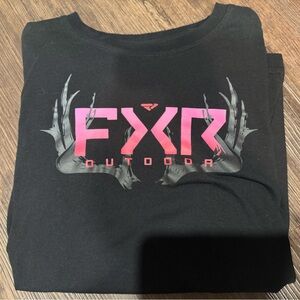 FXR Outdoor Black T-Shirt with Pink Logo